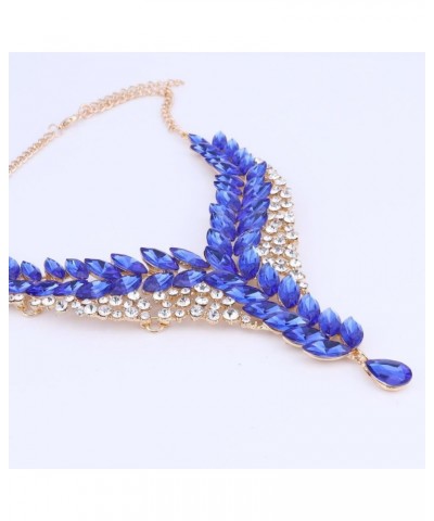 Women's Wedding Bridal Bridesmaid Rhinestone Crystal Statement Necklace Earrings Party Costume Jewelry Set Blue $10.56 Jewelr...