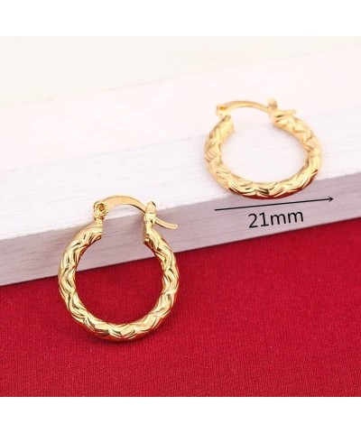 Vintage Metal Hand Engraved Pattern Hoop Earrings Classic Women's Gold Plated Hook Drop Earrings Style 12 $13.78 Earrings