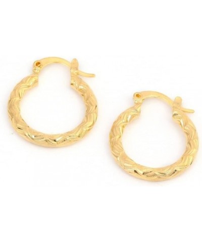 Vintage Metal Hand Engraved Pattern Hoop Earrings Classic Women's Gold Plated Hook Drop Earrings Style 12 $13.78 Earrings