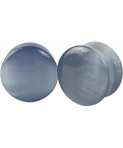 Pair of Convex Grey Cat Eye Stone Double Flare Plugs (STN-694) 3/4" (19mm) $11.50 Body Jewelry