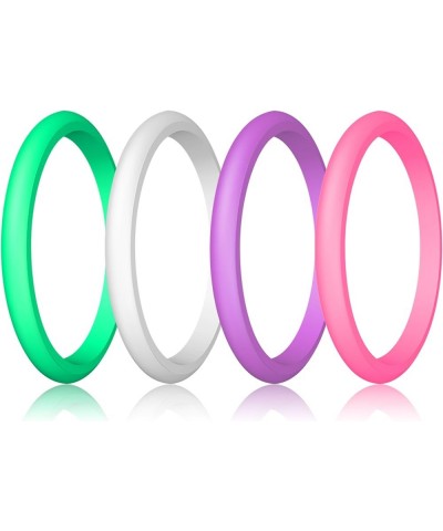 Silicone Wedding Ring for Women, Thin and Stackable Durable Rubber Safe Band for Love, Couple, Souvenir and Outdoor Active Ex...