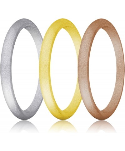 Silicone Wedding Ring for Women, Thin and Stackable Durable Rubber Safe Band for Love, Couple, Souvenir and Outdoor Active Ex...