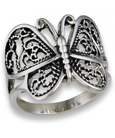 Butterfly Heart Filigree Wings Ring New Stainless Steel Animal Band Sizes 6-10 $9.20 Rings