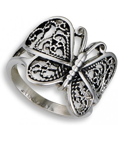 Butterfly Heart Filigree Wings Ring New Stainless Steel Animal Band Sizes 6-10 $9.20 Rings