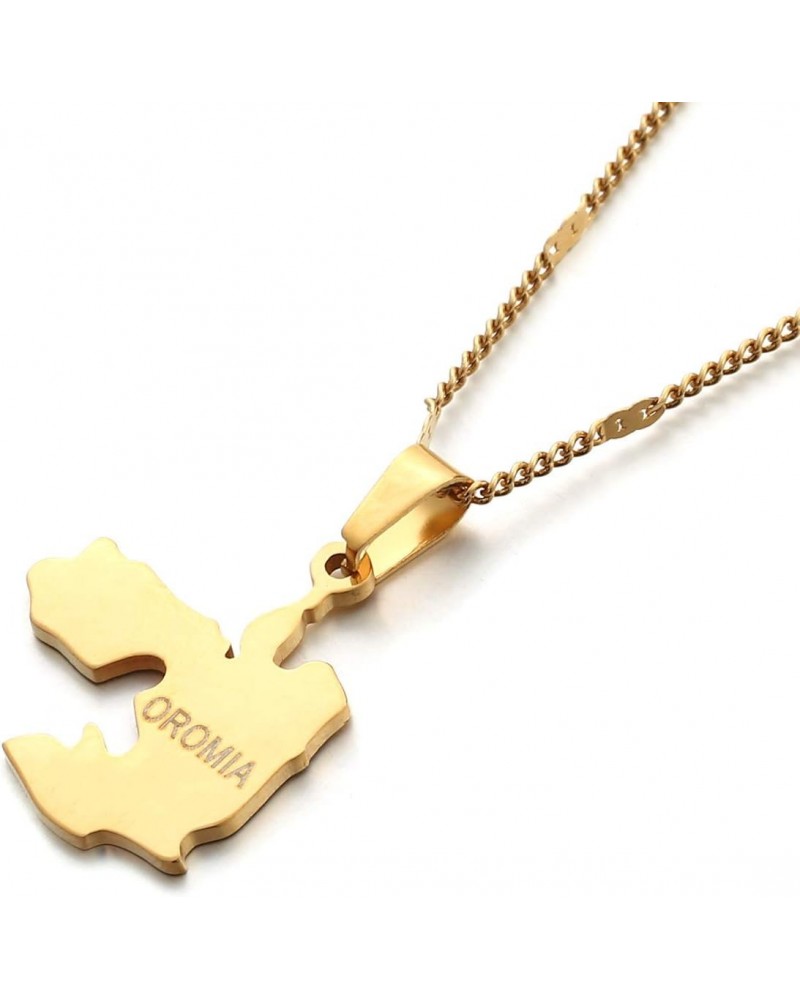 Stainless Steel Ethiopia Oromia Map Pendant and Necklaces Oromo Jewelry Gifts (Gold) $8.27 Necklaces