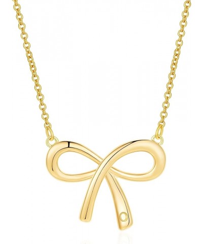 Gold Bow Necklace with Initial A-Z, 14K Gold Bow Tie Chain Jewelry for Women Girls O $8.99 Necklaces