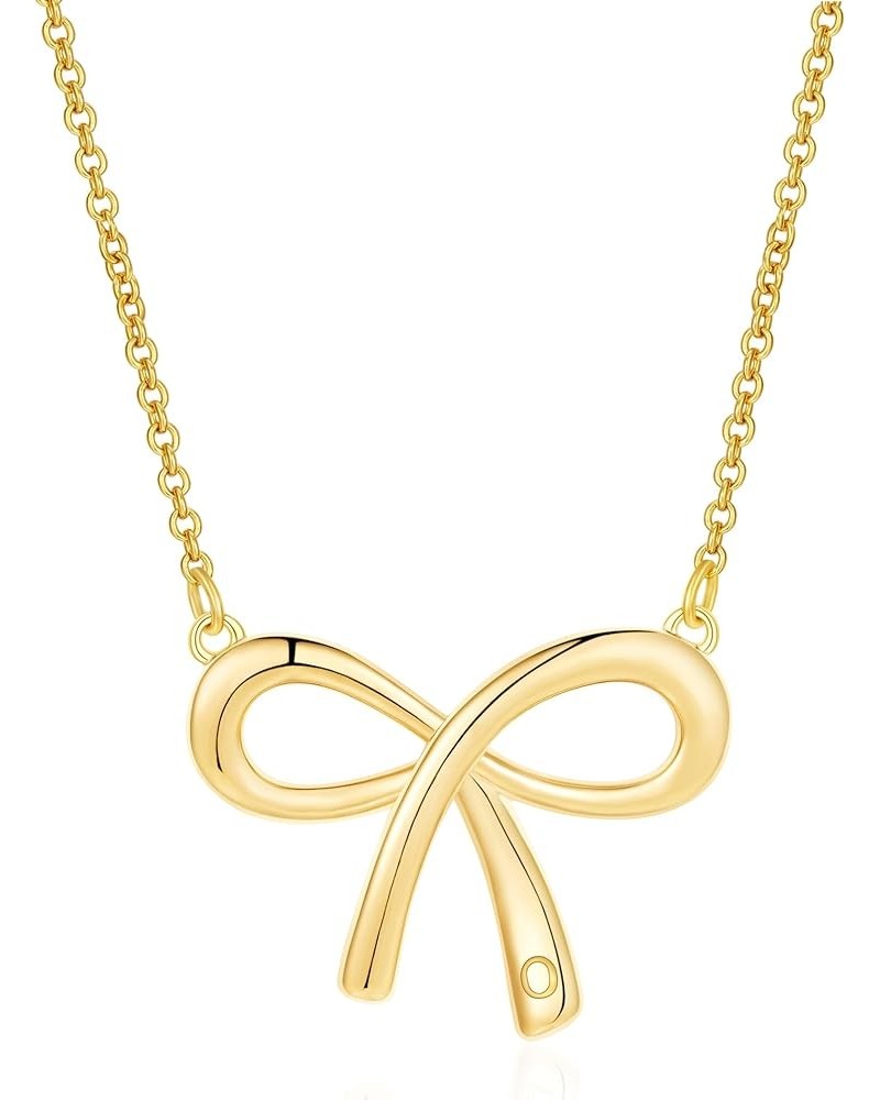 Gold Bow Necklace with Initial A-Z, 14K Gold Bow Tie Chain Jewelry for Women Girls O $8.99 Necklaces