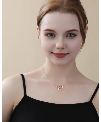 Gold Bow Necklace with Initial A-Z, 14K Gold Bow Tie Chain Jewelry for Women Girls O $8.99 Necklaces