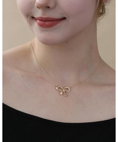 Gold Bow Necklace with Initial A-Z, 14K Gold Bow Tie Chain Jewelry for Women Girls O $8.99 Necklaces