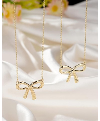 Gold Bow Necklace with Initial A-Z, 14K Gold Bow Tie Chain Jewelry for Women Girls O $8.99 Necklaces