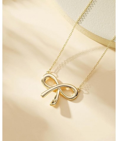 Gold Bow Necklace with Initial A-Z, 14K Gold Bow Tie Chain Jewelry for Women Girls O $8.99 Necklaces