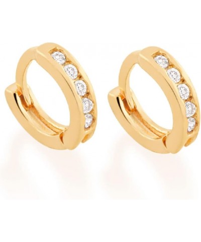 18K Gold Plated Earrings with Zirconia | Flawless Pair of Earrings with Five Zirconia Stones | Elegant, Stylish Studs to Elev...