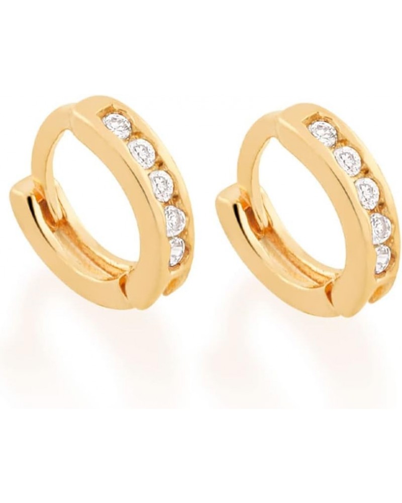 18K Gold Plated Earrings with Zirconia | Flawless Pair of Earrings with Five Zirconia Stones | Elegant, Stylish Studs to Elev...