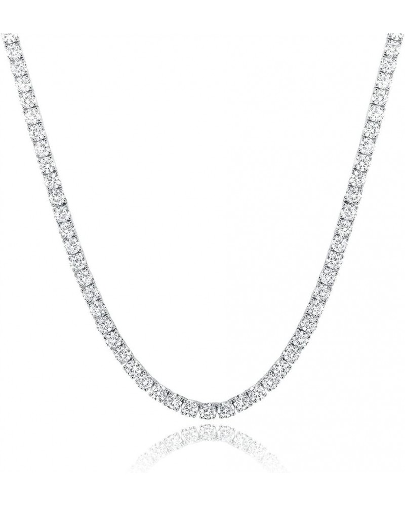 Tennis Necklace 925 Sterling Silver| 3mm-6mm Cubic Zirconia Round Cut Faux Diamond Tennis Chain for Women and Men 16-24inches...