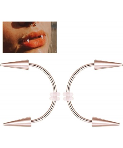 2PC Vampire Teeth Ring Stainless Steel Teeth Nail Rings Piercing Teeth Jewelry Rose Golden $8.47 Body Jewelry