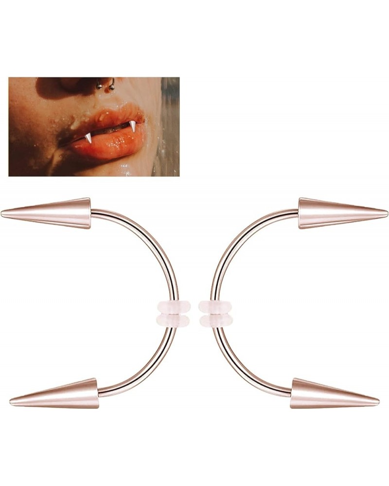 2PC Vampire Teeth Ring Stainless Steel Teeth Nail Rings Piercing Teeth Jewelry Rose Golden $8.47 Body Jewelry