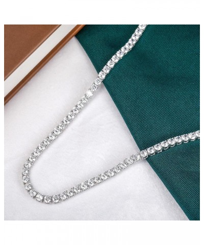 Tennis Necklace 925 Sterling Silver| 3mm-6mm Cubic Zirconia Round Cut Faux Diamond Tennis Chain for Women and Men 16-24inches...