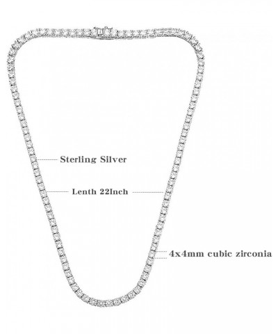 Tennis Necklace 925 Sterling Silver| 3mm-6mm Cubic Zirconia Round Cut Faux Diamond Tennis Chain for Women and Men 16-24inches...