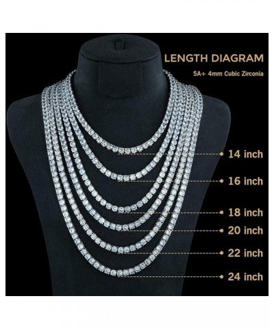 Tennis Necklace 925 Sterling Silver| 3mm-6mm Cubic Zirconia Round Cut Faux Diamond Tennis Chain for Women and Men 16-24inches...