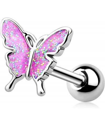 Cartilage Earrings 16g Tragus Earring Butterfly Conch Earrings Helix Earrings Body Piercing Jewelry pink $7.50 Body Jewelry