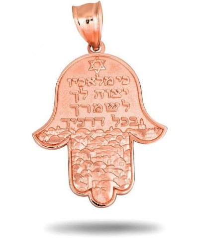 14K Yellow, White, or Rose Gold 1.30" Hamesh Hand Hamsa Jewish Star of David Charm Protection Pendant - Choice of Metal 14K R...