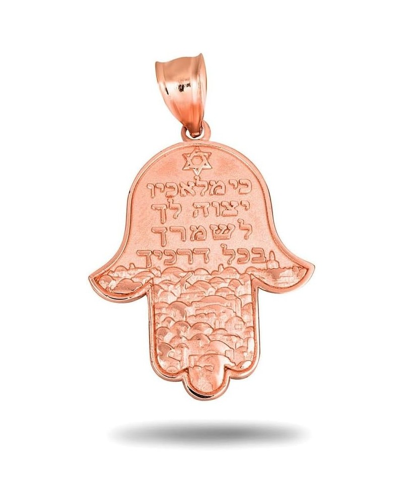 14K Yellow, White, or Rose Gold 1.30" Hamesh Hand Hamsa Jewish Star of David Charm Protection Pendant - Choice of Metal 14K R...