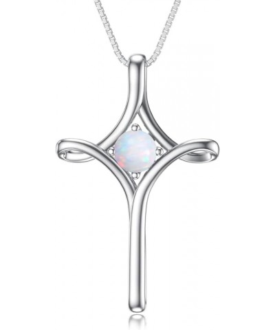 Cross Necklaces for Women Sterling Silver Faith Cross Pendant Necklace with Birthstone Christmas Birthday Jewelry Gifts for W...