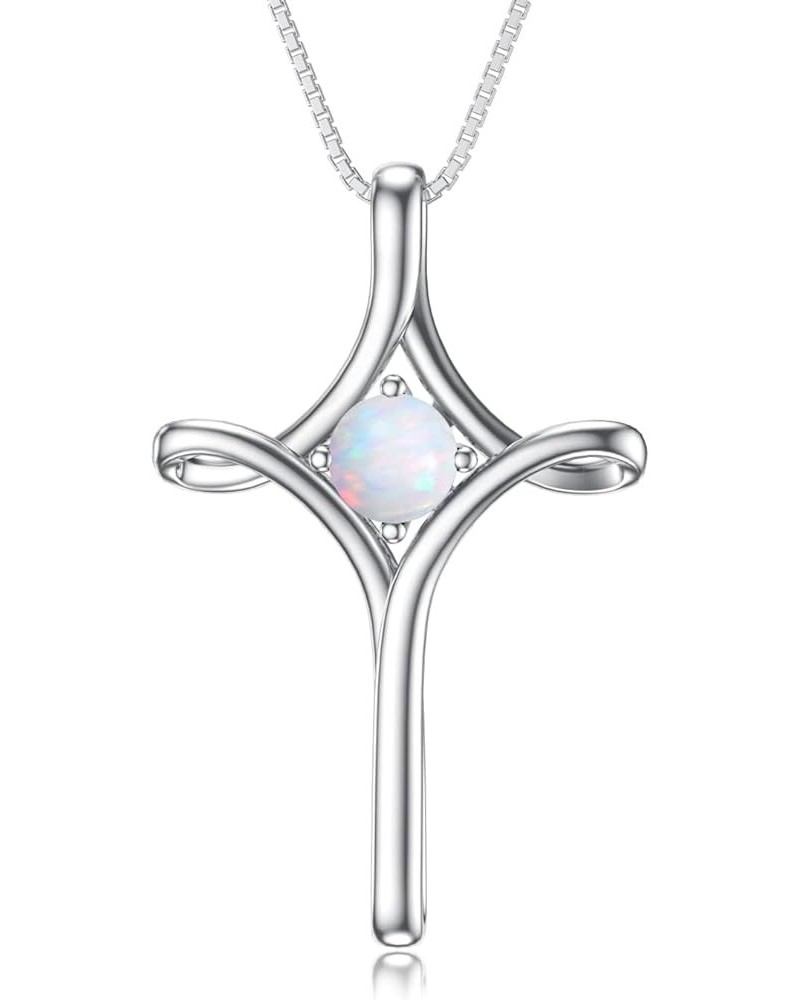 Cross Necklaces for Women Sterling Silver Faith Cross Pendant Necklace with Birthstone Christmas Birthday Jewelry Gifts for W...