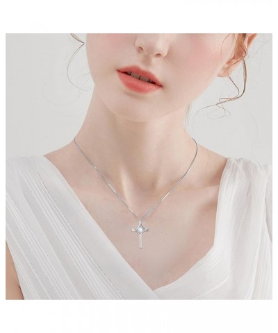 Cross Necklaces for Women Sterling Silver Faith Cross Pendant Necklace with Birthstone Christmas Birthday Jewelry Gifts for W...