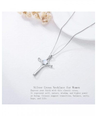 Cross Necklaces for Women Sterling Silver Faith Cross Pendant Necklace with Birthstone Christmas Birthday Jewelry Gifts for W...