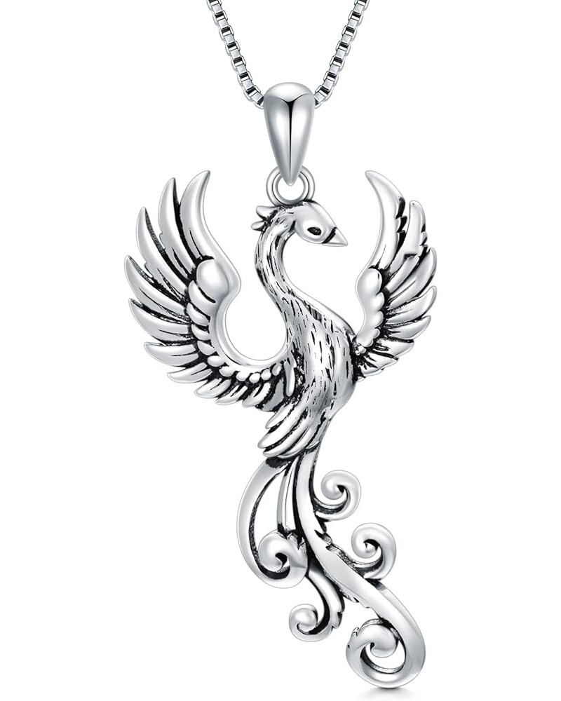 Rising Phoenix Necklace 925 Sterling Silver/Abalone Shell/Crystal Bird Pendant Charm Gift for Women Man Girls Boys Silver $19...