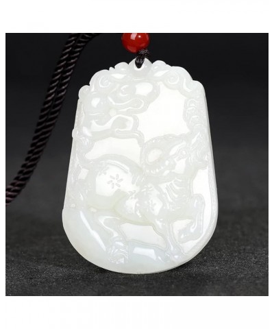 Pure Natural Zodiac Necklace Pendant Made of Jade Gemstone Horoscope Animal Sign Amulet Ox，Loyal $9.71 Necklaces