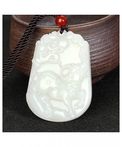 Pure Natural Zodiac Necklace Pendant Made of Jade Gemstone Horoscope Animal Sign Amulet Ox，Loyal $9.71 Necklaces