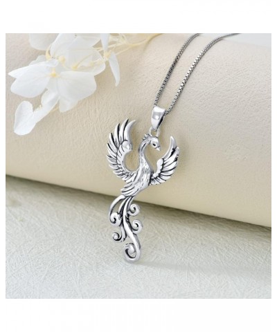 Rising Phoenix Necklace 925 Sterling Silver/Abalone Shell/Crystal Bird Pendant Charm Gift for Women Man Girls Boys Silver $19...