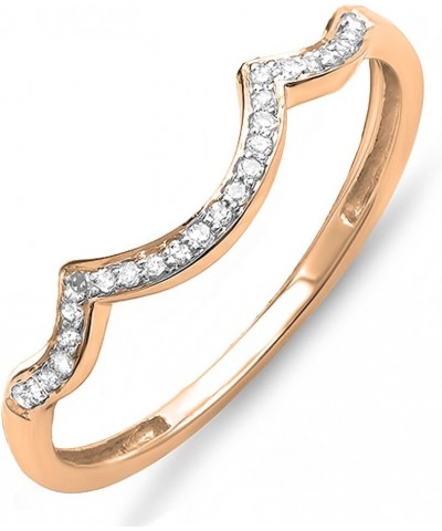 0.10 Carat (ctw) Round White Diamond Stackable Wedding Contour Band in 10K Gold 7.5 Rose Gold $84.48 Bracelets