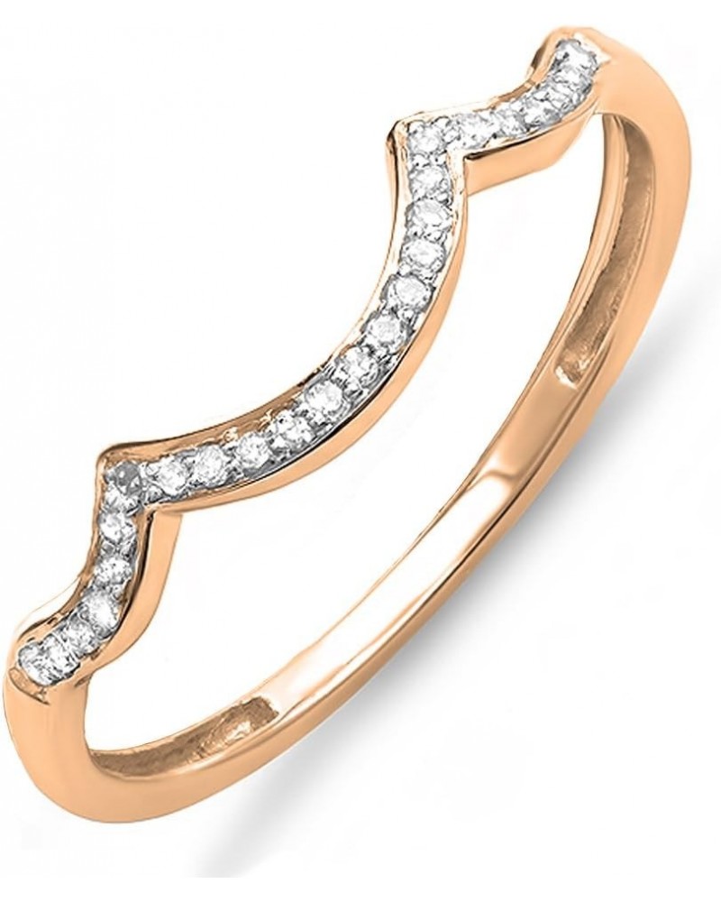 0.10 Carat (ctw) Round White Diamond Stackable Wedding Contour Band in 10K Gold 7.5 Rose Gold $84.48 Bracelets