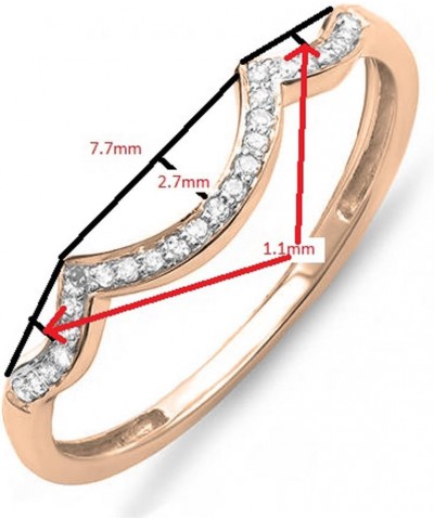 0.10 Carat (ctw) Round White Diamond Stackable Wedding Contour Band in 10K Gold 7.5 Rose Gold $84.48 Bracelets