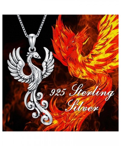 Rising Phoenix Necklace 925 Sterling Silver/Abalone Shell/Crystal Bird Pendant Charm Gift for Women Man Girls Boys Silver $19...