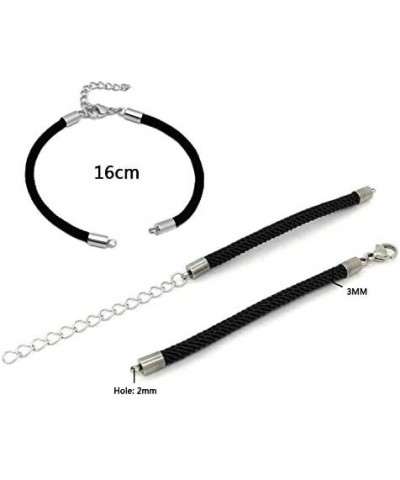 100 Strands 304 Stainless Steel 58mm (2.28 inch) Extender Chains Tails with Heart Charms Nylon Black Cord Bracelet Making $13...