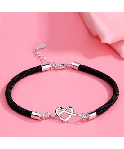 100 Strands 304 Stainless Steel 58mm (2.28 inch) Extender Chains Tails with Heart Charms Nylon Black Cord Bracelet Making $13...