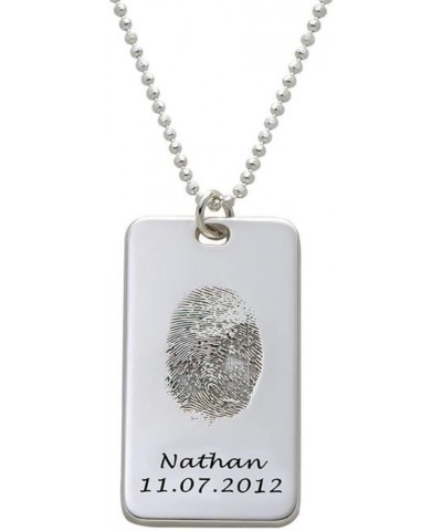 Personalized Memorial Fingerprint Heart Necklace : Engraved Name Customized Letters Actual Fingerprint Oval Pendant Necklace ...