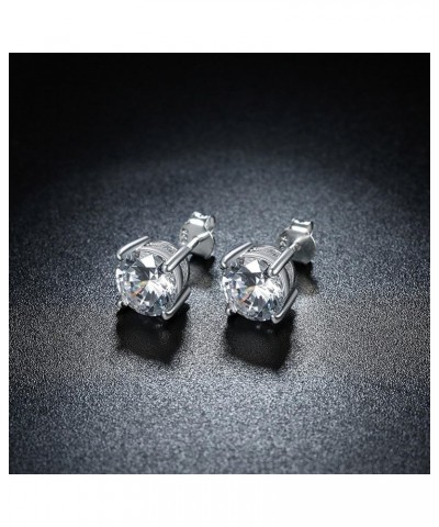 925 Sterling Silver Princess Cut Cubic Zirconia Stud Earrings for Women Men 4 Prong Sparkling Simulated Diamond Brilliance CZ...