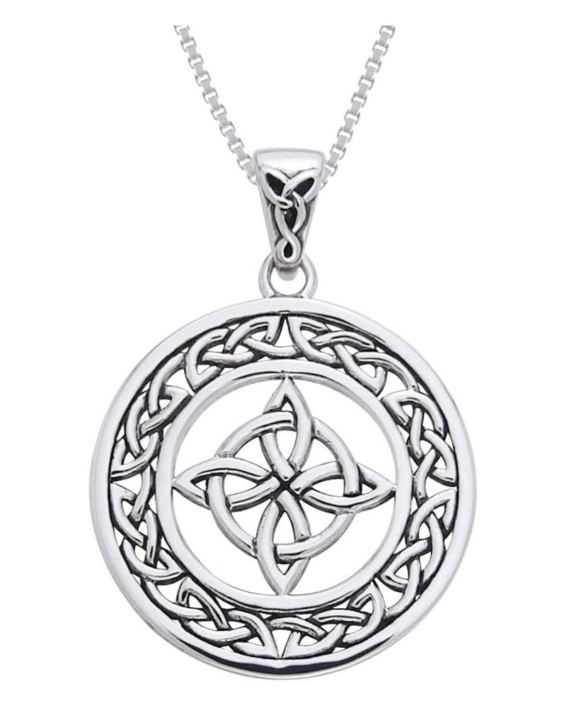 Sterling Silver Celtic Good Luck Knot Round Medallion Pendant Necklace 30" Chain $36.01 Necklaces