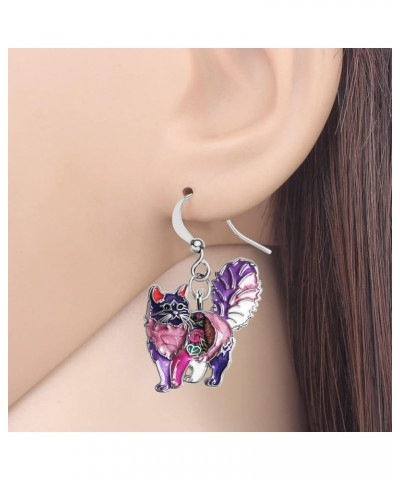 Enamel Cute Bow-knot Kitten Cat Earrings Charms Cat Jewelry Dangle Drop for Women Girls Teens Birthday Holiday Gifts Lilac Pu...