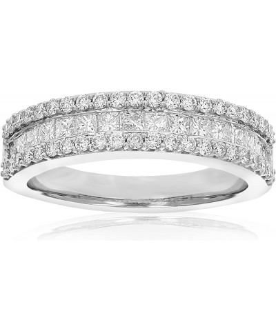 1 cttw Princess and Round Diamond Wedding Band 14K White Gold Multi Row Bridal $321.47 Bracelets