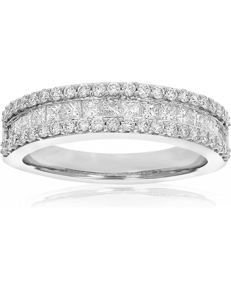 1 cttw Princess and Round Diamond Wedding Band 14K White Gold Multi Row Bridal $321.47 Bracelets