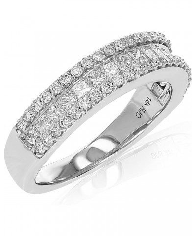 1 cttw Princess and Round Diamond Wedding Band 14K White Gold Multi Row Bridal $321.47 Bracelets