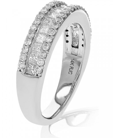 1 cttw Princess and Round Diamond Wedding Band 14K White Gold Multi Row Bridal $321.47 Bracelets