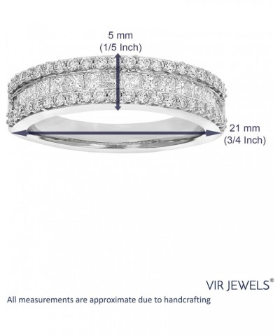 1 cttw Princess and Round Diamond Wedding Band 14K White Gold Multi Row Bridal $321.47 Bracelets