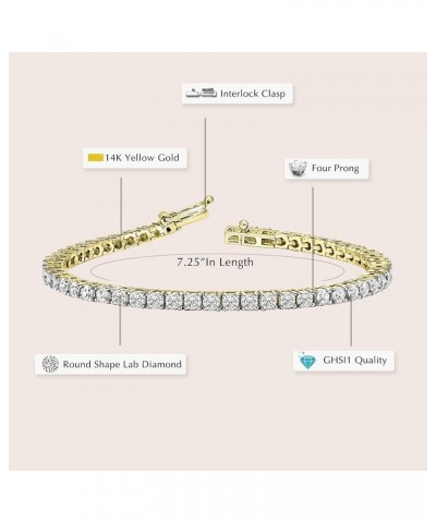 IGI/EGL Certified Lab Grown Diamond Tennis Bracelet | 1 Carat - 10 carat In 14K White, Yellow & Rose Gold 7 Inches Diamond Br...